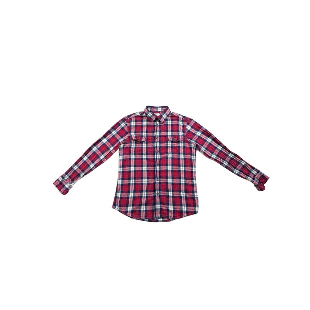 Sonoma Men's Medium Red Plaid Flannel Button Shirt 100% Cotton